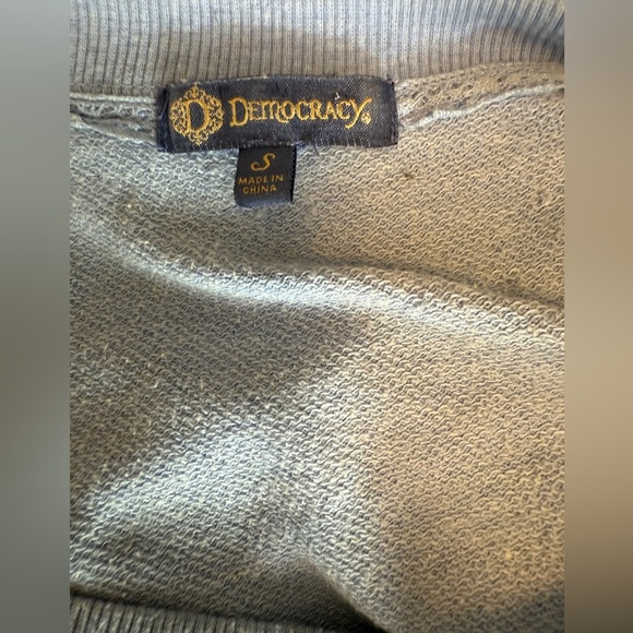 Democracy Blue Camouflage Crewneck Sweatshirt Zipper Detailing Small - Picture 3 of 6